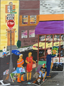 "Homeless But Not Broken" 2020 by Harry Saffold, Jr. acrylic on canvas 16" x 20" unframed $700 #13748