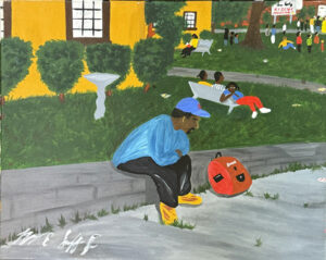 "Sitting on An Empty Plate" 2019 by Harry Saffold, Jr. acrylic on canvas 16" x 20" unframed $1700 #13749