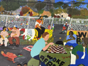 detail 2 "Meeting of the Minds"  2021 by Harry Saffold, Jr.  acrylic on canvas  23" x 36"  unframed  $1700  #13750