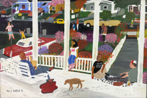 "Harmonizing the Block" by Harry Saffold, Jr. acrylic on canvas 23" x 36" unframed $1700 #13751