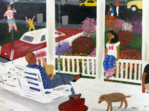 detail "Harmonizing the Block" by Harry Saffold, Jr. acrylic on canvas 23" x 36" unframed $1700