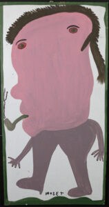 "Man Smoking a Pipe" c. 1999 by Mose Tolliver house paint on wood 31.75" x 16.5" $2600 #13722