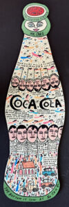 "Coke Bottle" #13,198 dated Jan 8, 1990 by Howard Finster paint, marker on wooden cut out 34" x 10.5" x 1/4" $4000 #13741