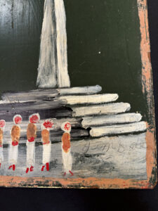 signature "Washington Monument" c. 1992 by Jimmie Lee Sudduth mud, paint on wood paneling 18.75" x 12.5" $1400 #13742