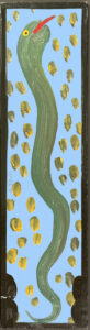 "Green Snake" c. 1993 by Mose Tolliver house paint on plywood 25.5" x 7" x 1" $1200 #13753