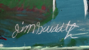 "Saw Mill" by Jimmie Lee Sudduth  mud, paint on wood  24" x 48" unframed   $2900  #13759