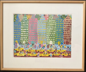 framed "New York City" dated 1999 by Woodie Long  acrylic on paper  15" x 20" in natural wood frame  29.25" x 24.25"  $2500  #13766