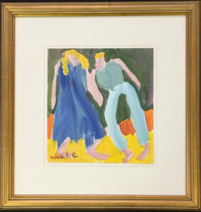 framed "Courting" c. 2001 by Woodie Long acrylic on paper 10" x 9.25" matted in gold frame, 17" x 17.75" $500 #13774