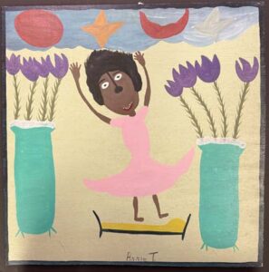 "My Precious Mother Going To Heaven" c. 1993 by Annie Tolliver acrylic house paint on wood 24" x 24" $1900 #13782