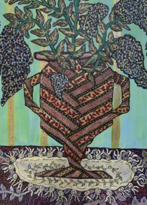 detail "New Morning Bouquet" 2026 by Sarah Rakes acrylic on wood 28.75" x 23" $1400 #13787