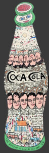 "Coke Bottle" #12,018 dated Oct. 16, 1989 by Howard Finster enamel, marker on wood cutout 34" x 10.5" $6000 #12108 Provenance Wiregrass Museum Exhibition