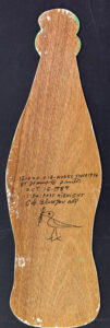 verso "Coke Bottle" #12,018 dated Oct. 16, 1989 by Howard Finster enamel, marker on wood cutout 34" x 10.5" $6000 #12108 Provenance Wiregrass Museum Exhibition