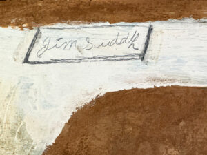 signature Horse c. 1985 by Jimmie Lee Sudduth pencil, mud, paint rock on wood 14" x 24" $1000 #13789
