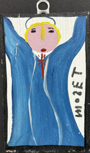 Blue Angel by the Family of Mose Tolliver house paint on wood 7" x 4.5" unframed $300 #13797