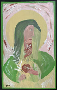 "Virgin Mary" 1984 by Mose Tolliver house paint on wood 41" x 25.75" $2600 #13804