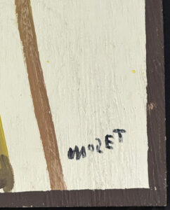 detail signature "Self Portrait" c. 1984 by Mose Tolliver house paint on wood 30.25" x 23" $4000 #13806