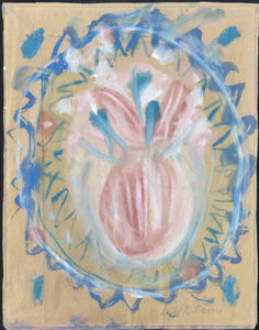 "Flowers in Terra Cotta Vase" c. 1994 by Sybil Gibson tempera on brown paper bag 18.5" x 14.5" unframed $850 #13807