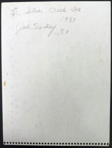 verso "Silver Creek, Pennsylvania" dated 1987 by Jack Savitsky marker, ink on heavy paper 9" x 11.75" $400 #13