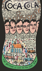 detail "Coke Bottle" #12,018 dated Oct. 16, 1989 by Howard Finster enamel, marker on wood cutout 34" x 10.5" $6000 #12108 Provenance Wiregrass Museum Exhibition